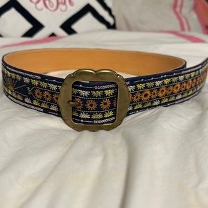 Lucky Brand Embroidered Belt with Gold Buckle